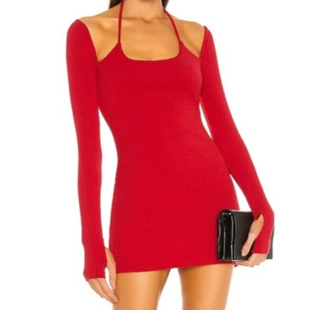 h:ours Julie Ribbed Mini Dress : Medium